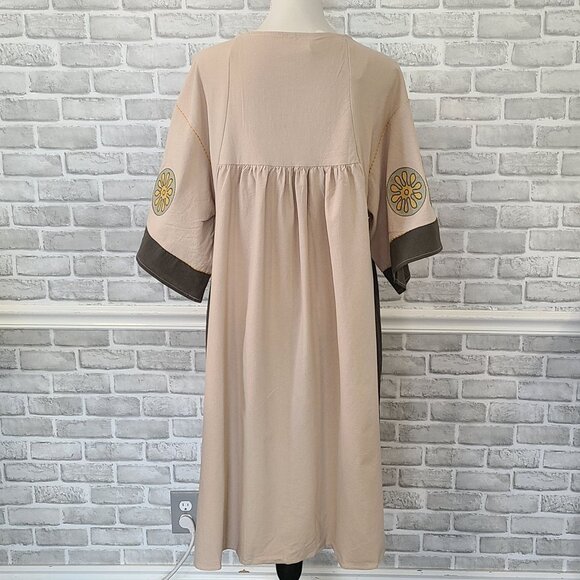 Oversized Embroidered Harvest Autumn Midi Dress NEW Sunflower Corn Fall Boho S - Picture 6 of 10